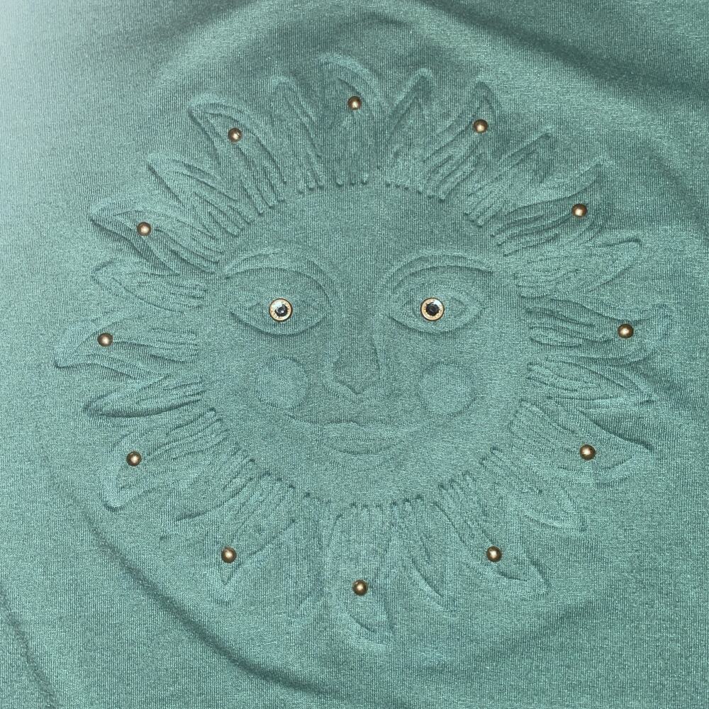Vintage Celestial Sun T Shirt One Size 90s Astrology USA Rhinestones Embossed